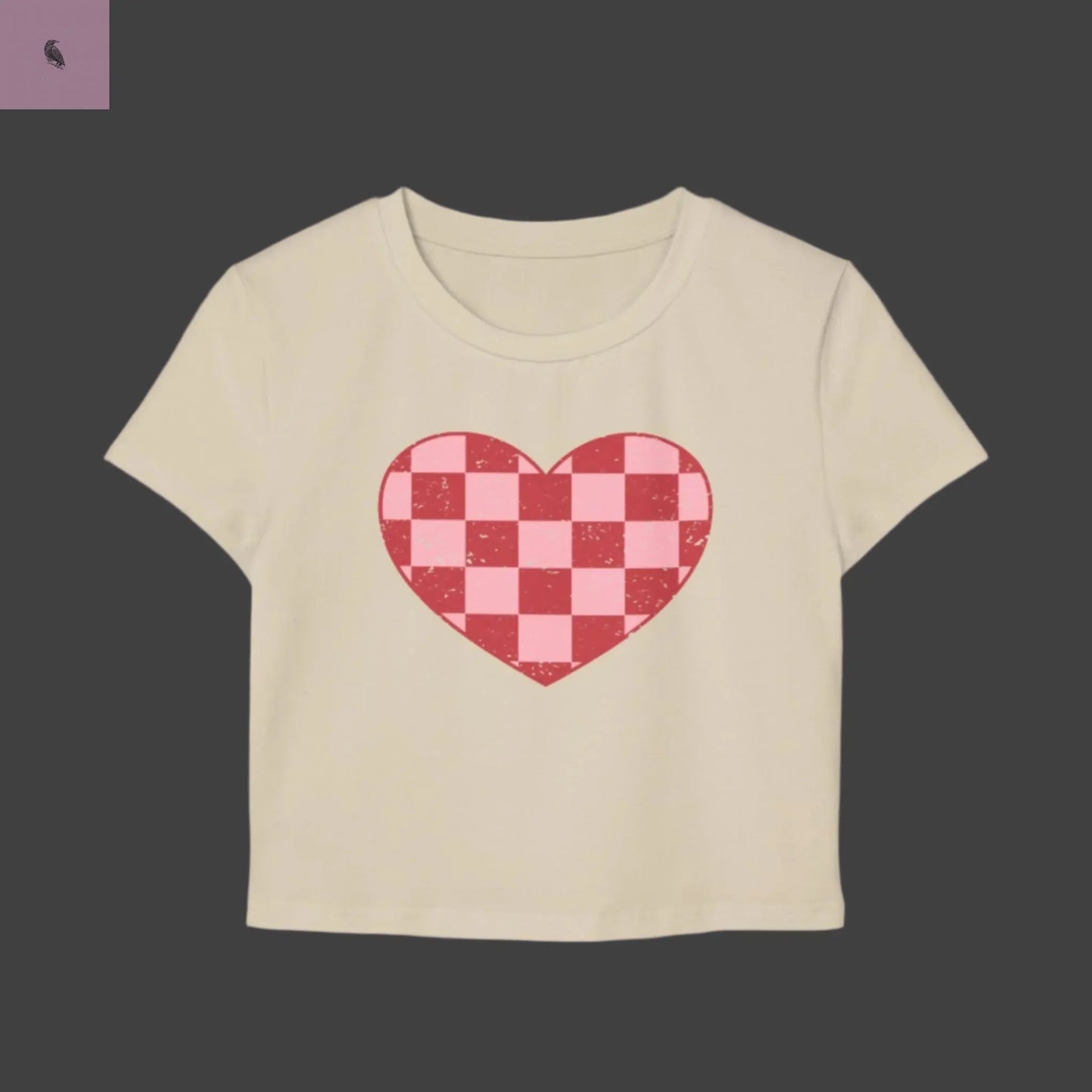 Checkered Heart Women's Baby Tee - Cute & Casual Love Shirt The flirty crow