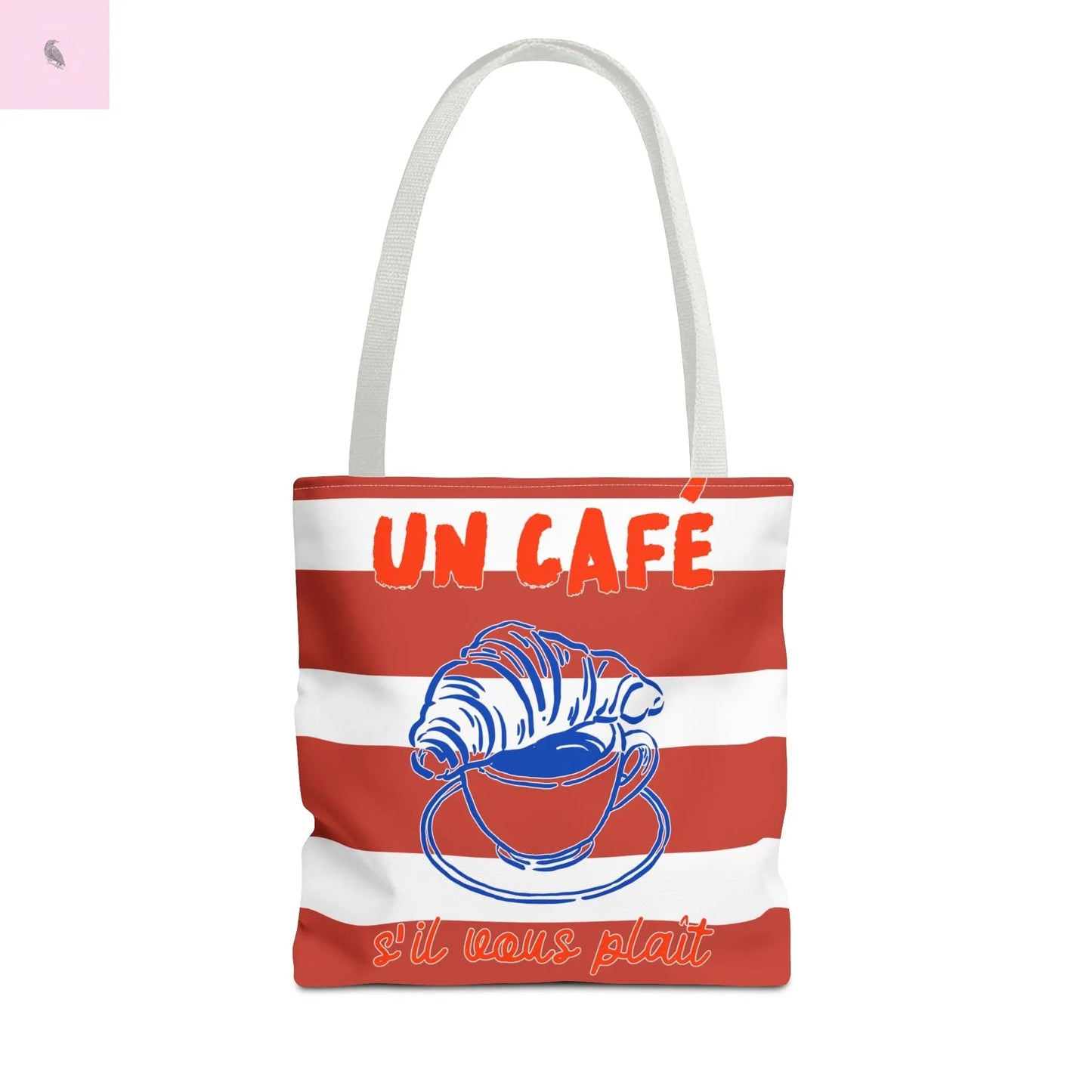 Café Tote Bag, Coffee Lover's bag, Croissant lover, Gift for her, Grocery tote, farmers market , Traveler gift, Artisan Design The flirty crow