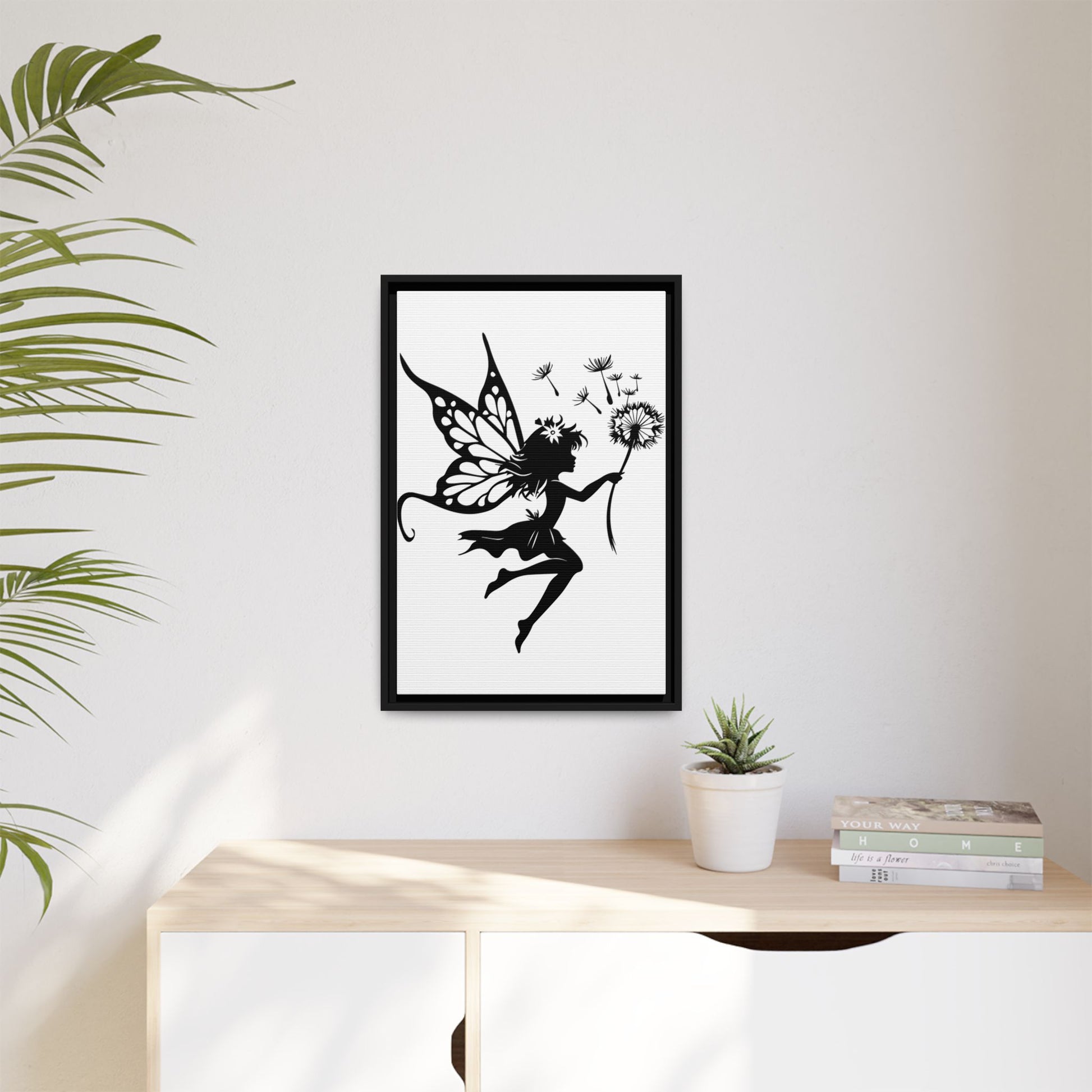 Framed Canvas Fairy Art, whimsical wall decor, nursery room art, gift for her - The flirty crow