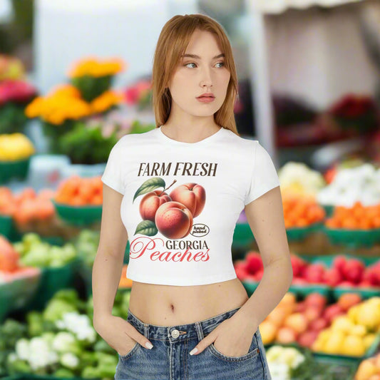 Peaches Baby tee   soft white cotton Trending the flirty crow