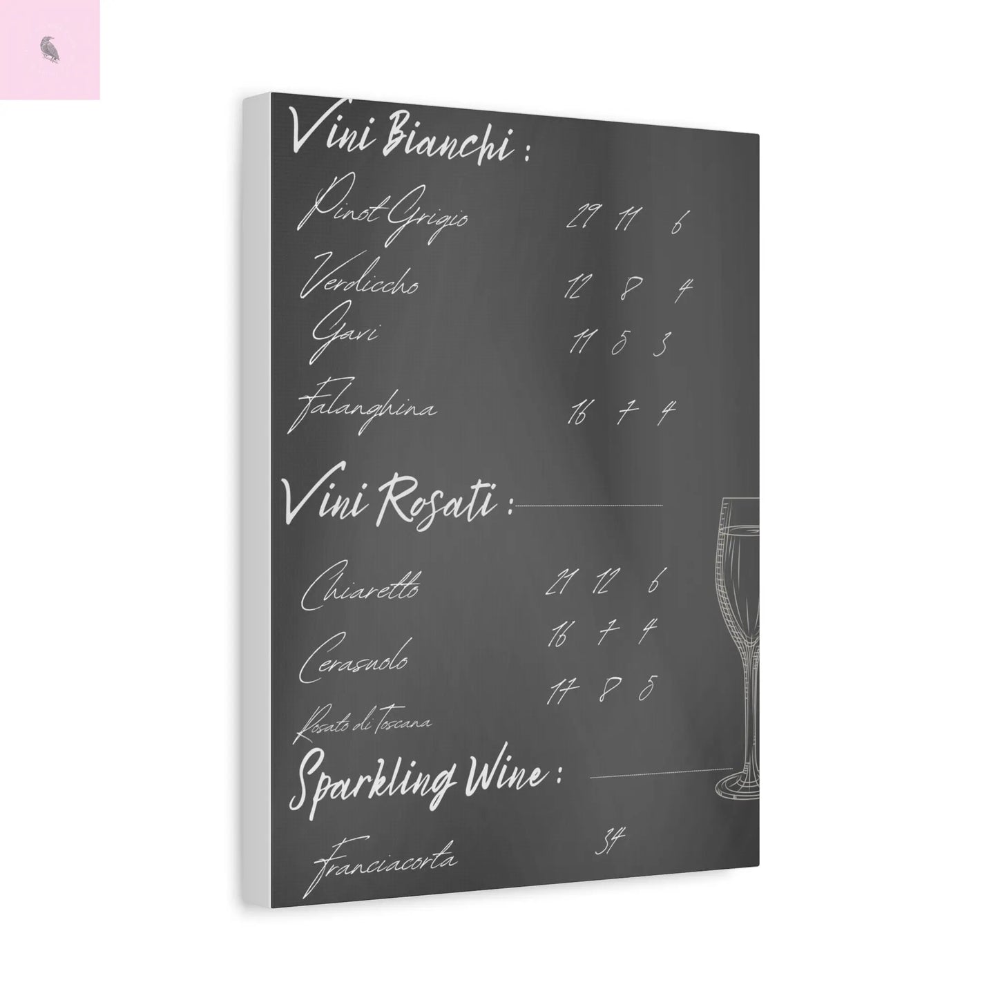 Chalkboard Wine Menu, Italian wine Canvas Art, Bar Decor, Wine List Wall Art, Kitchen Decor, Wine Lover Gift, Italian wine lover Printify