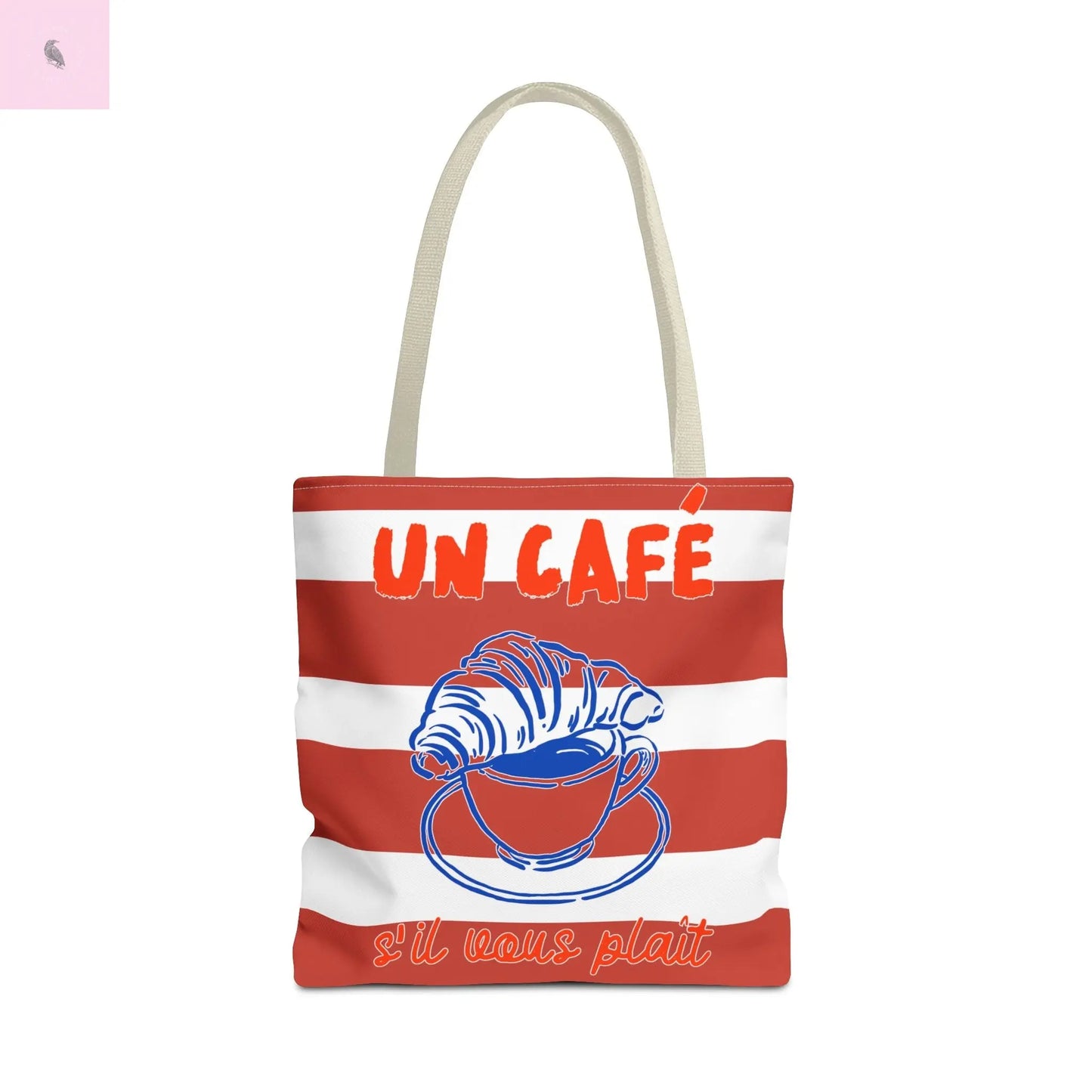 Café Tote Bag, Coffee Lover's bag, Croissant lover, Gift for her, Grocery tote, farmers market , Traveler gift, Artisan Design The flirty crow