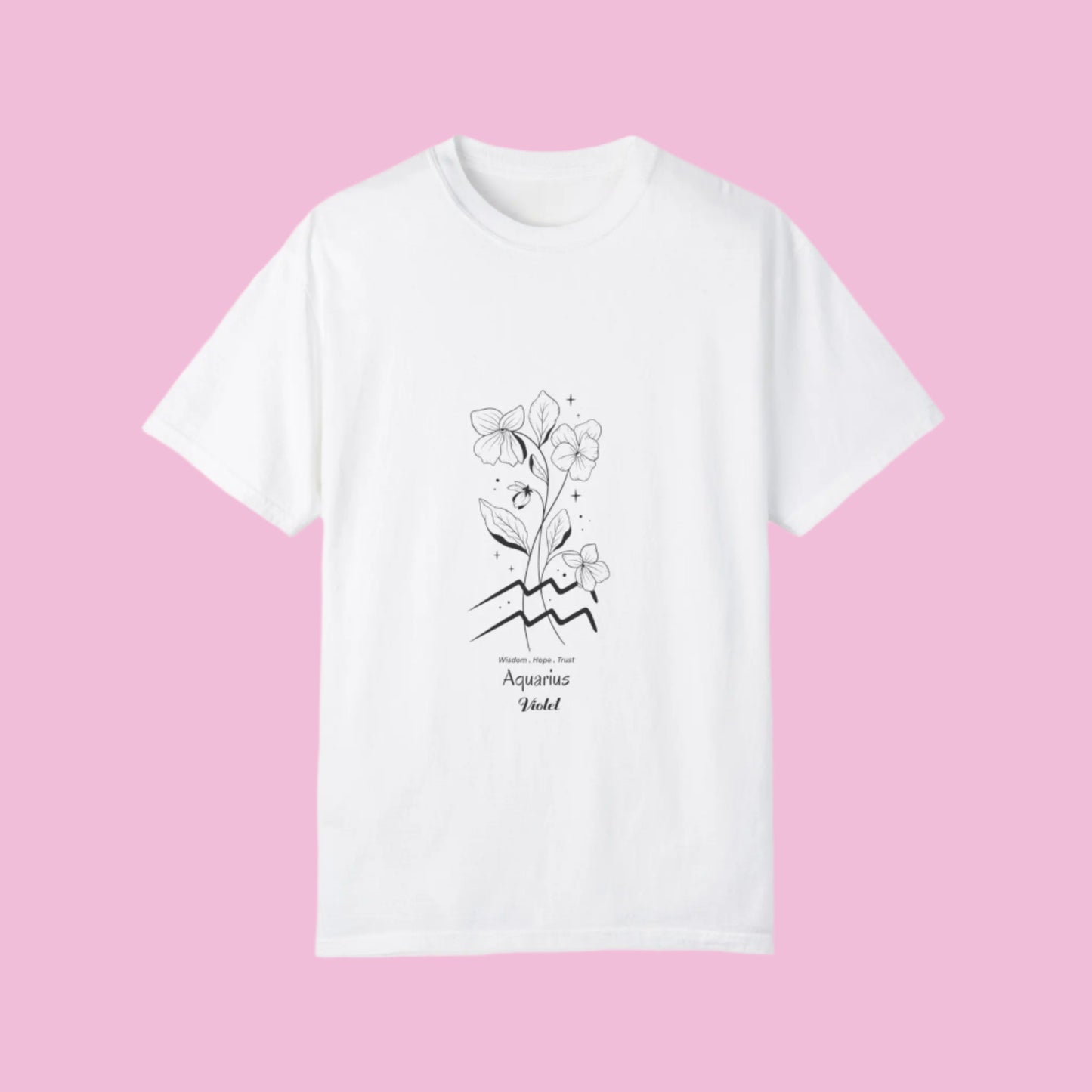 Aquarius birth flower T-Shirt for Astrology Lovers Printify