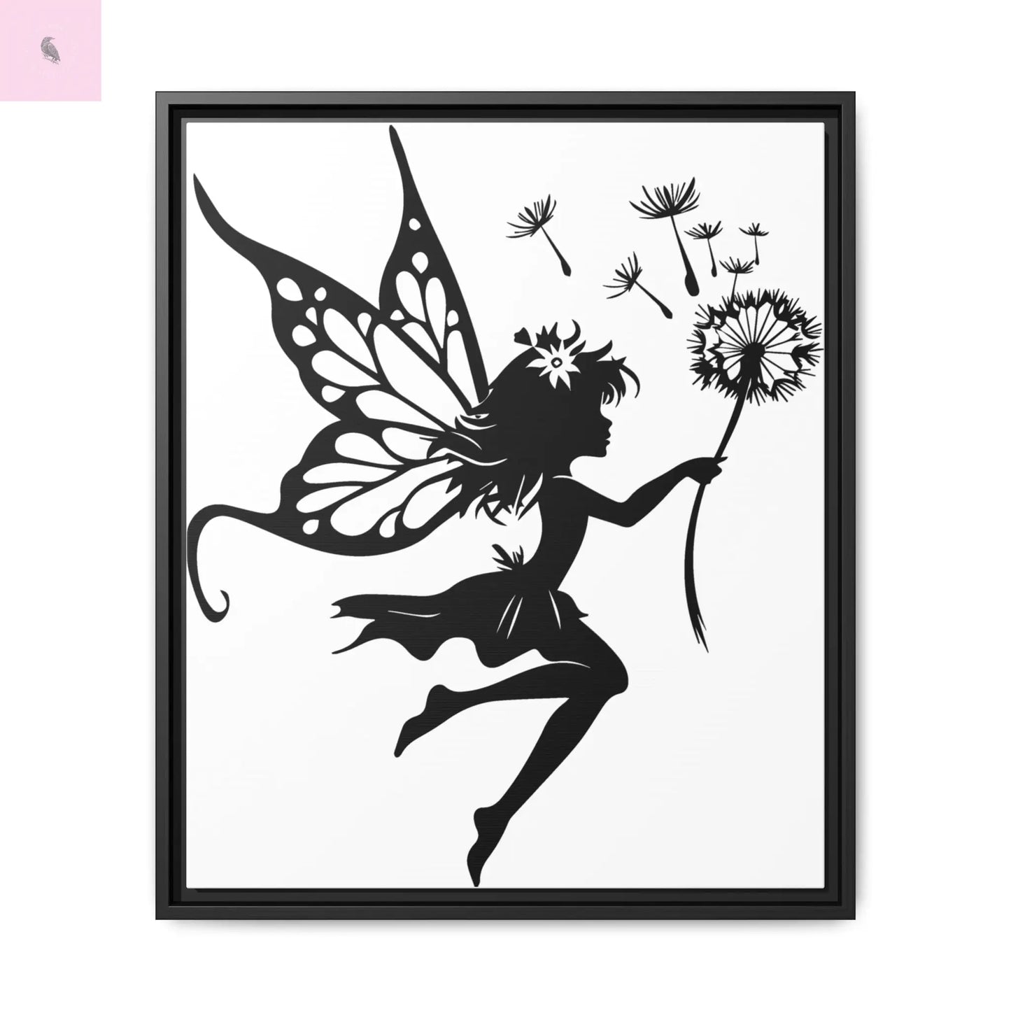 Framed Canvas Fairy Art, whimsical wall decor, nursery room art, gift for her The flirty crow
