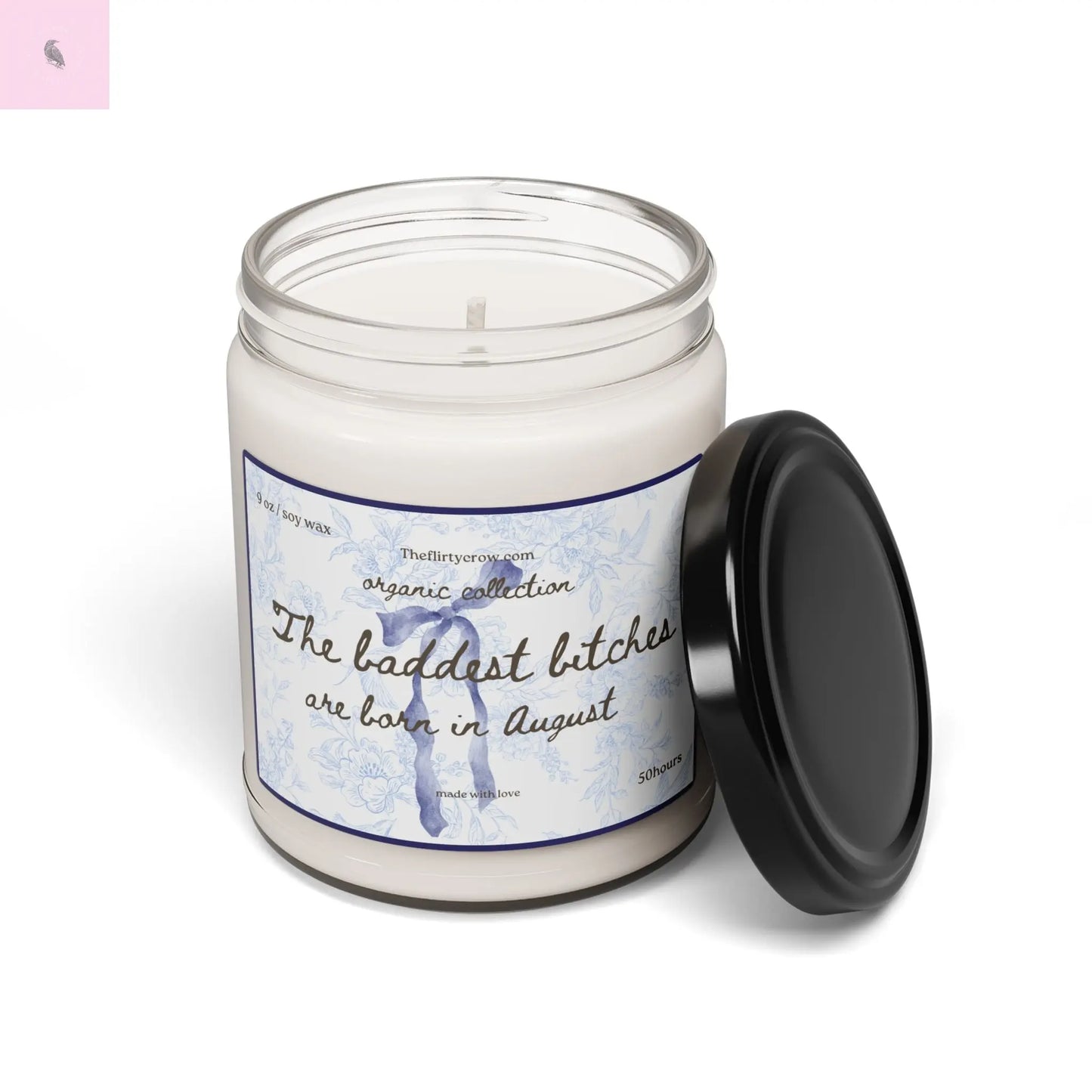 August Birthday Soy Candle, 9oz glass candle, Gift for her, coquette style, home decor, birthday gift The flirty crow