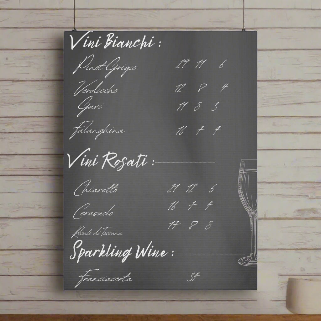 Chalkboard Wine Menu, Italian wine Canvas Art, Bar Decor, Wine List Wall Art, Kitchen Decor, Wine Lover Gift, Italian wine lover Printify
