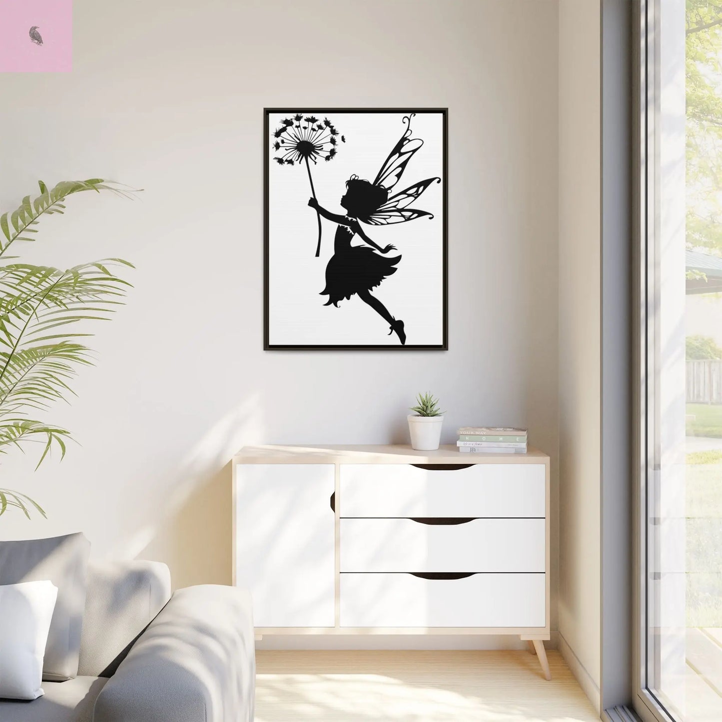 Framed canvas Fairy Silhouette Wall Art, Fairy lover Home Decor, Whimsical Framed Canvas, Fairy Gift, Kids Room Decoration, Nursery Art The flirty crow