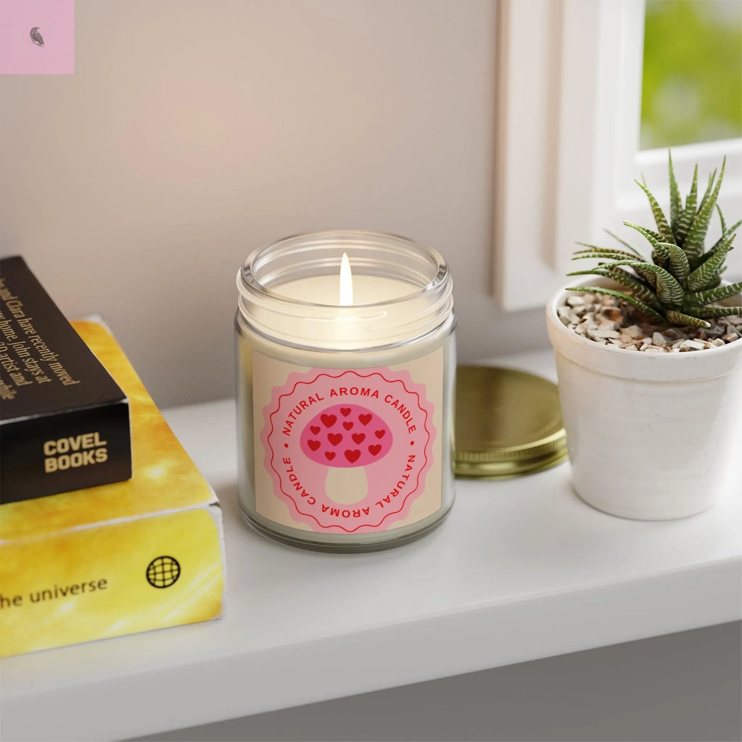 Mushroom retro Scented Candles, Coconut Apricot Wax (4oz, 9oz) the flirty crow