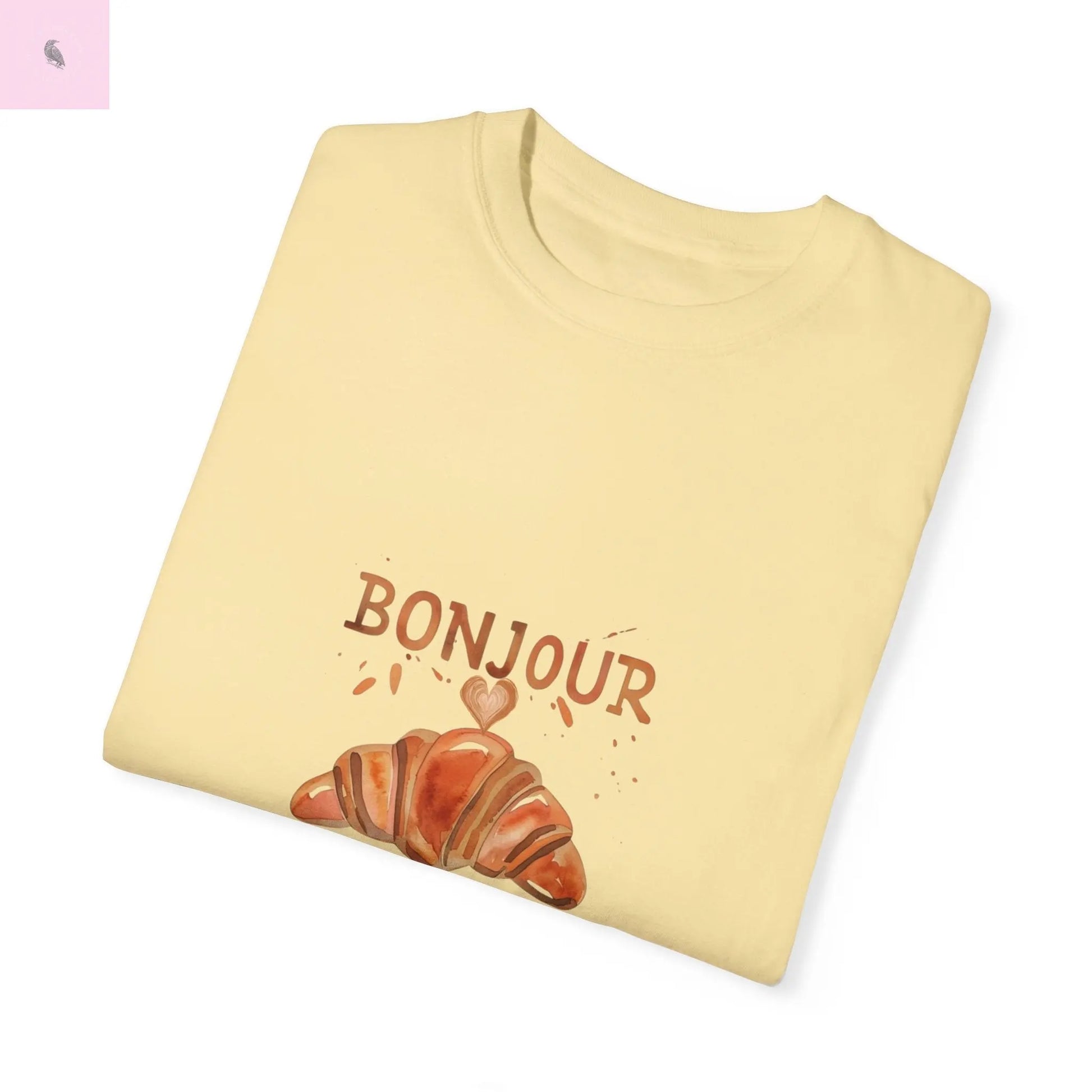 Bonjour Croissant Unisex Comfort Colora T-Shirt - The flirty crow