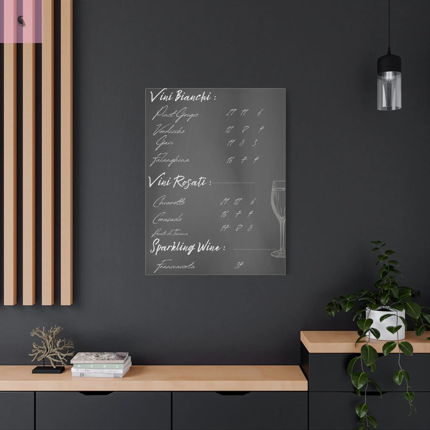 Chalkboard Wine Menu, Italian wine Canvas Art, Bar Decor, Wine List Wall Art, Kitchen Decor, Wine Lover Gift, Italian wine lover The flirty crow