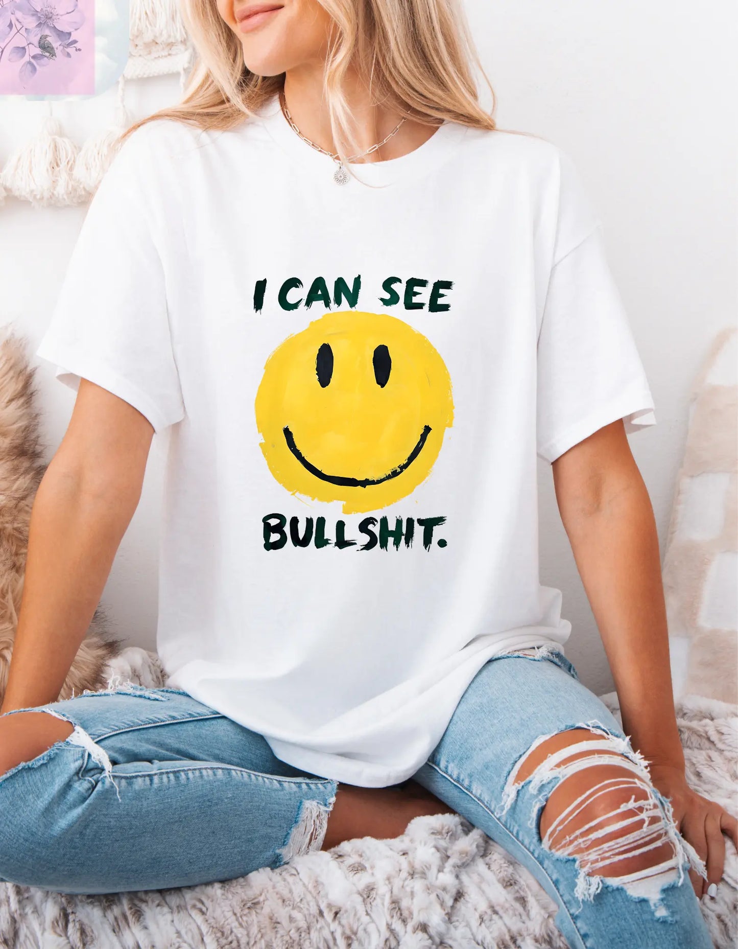 Funny Smiling Through the BS Unisex Tee - The flirty crow