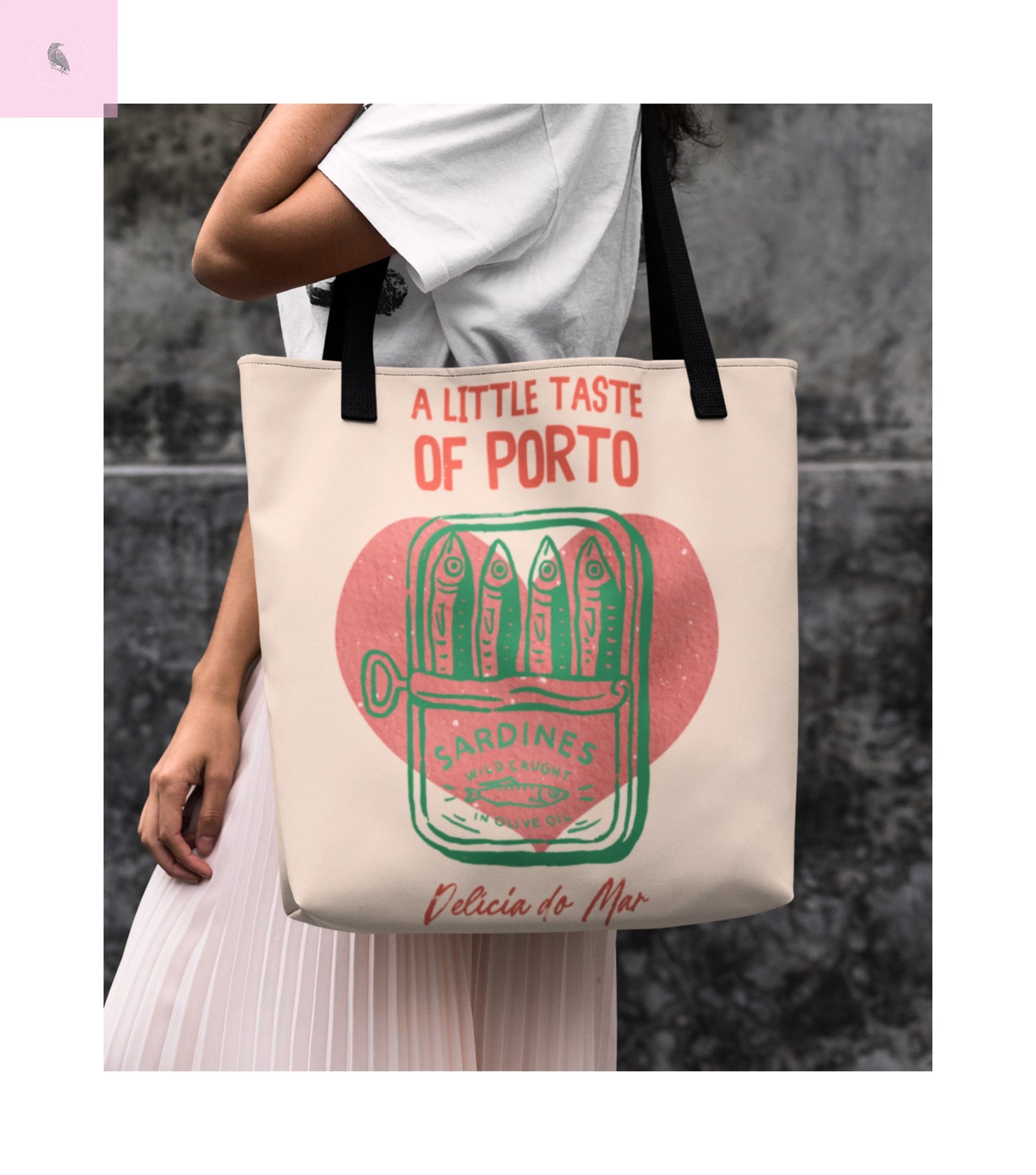 Porto-Inspired Tote Bag, Eco-Friendly Shopping Bag, Travel Tote, Gift for Food Lovers, Beach Bag, Everyday Carryall the flirty crow