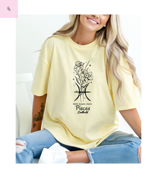 Pisces  birth flower T-Shirt for Astrology Lovers Printify