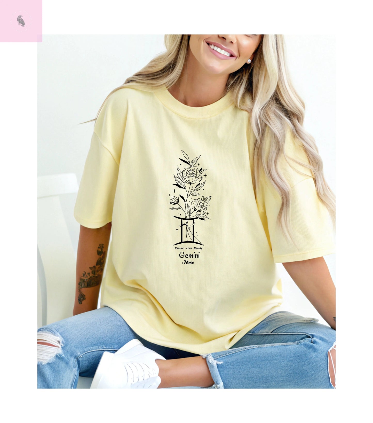 Gemini birth flower T-Shirt for Astrology Lovers The flirty crow
