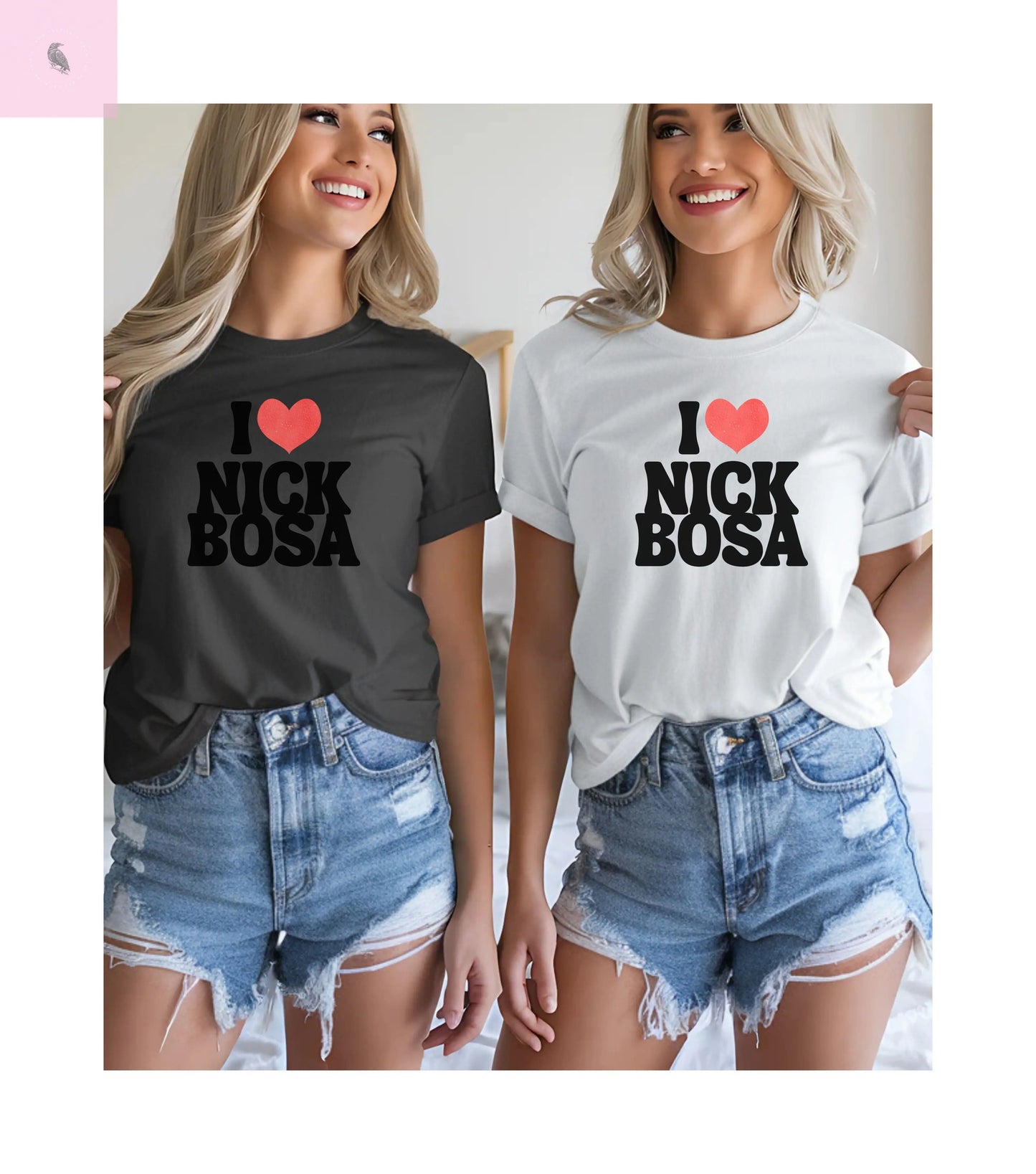 I Love Nick Bosa Unisex Cotton Crew Tee, Gift for 49er football Fans, sporty tshirt, Casual Wear, Game Day, Team Spirit The flirty crow