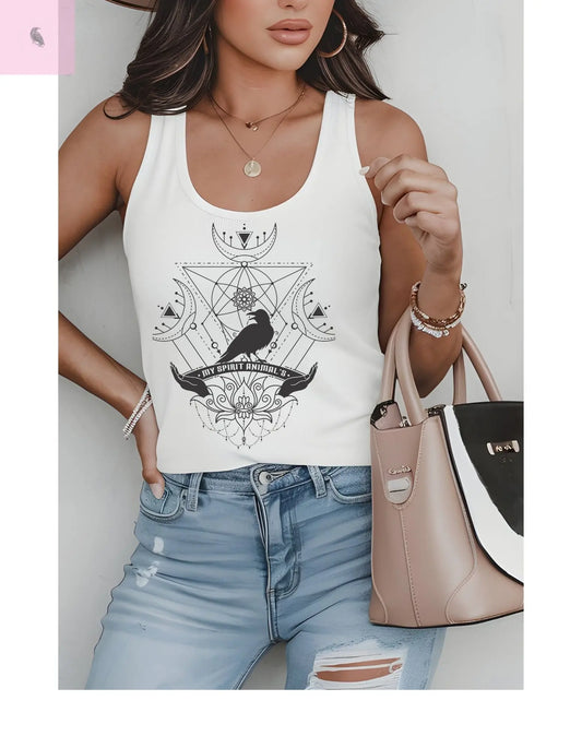 Crow Lovers Racerback Tank the flirty crow