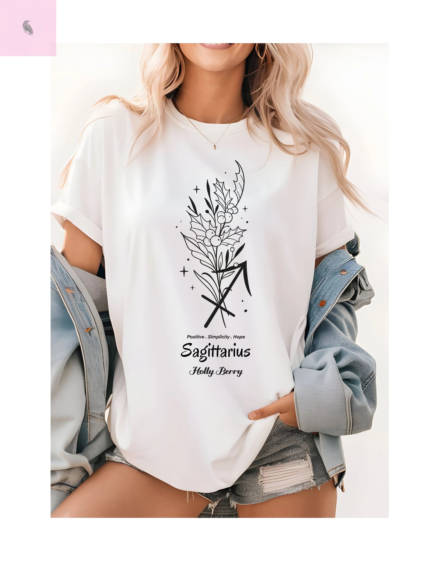 Sagittarius birth flower T-Shirt for Astrology Lovers The flirty crow