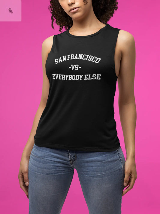 San Francisco vs. Everybody Else Muscle Tank, Casual Summer Top, Athletic Wear, Gift for Sports Fans, Relaxed Fit Gym Shirt The flirty crow