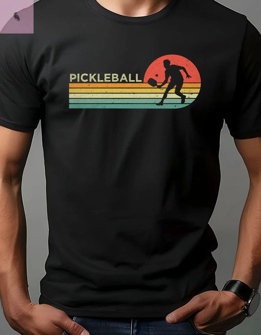 Mens pickle ball  Cotton Crew Tee. Black comfortable and quality cotton tshirt. the flirty crow