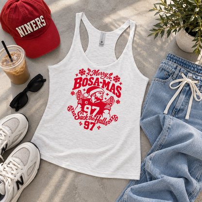 Merry Bosa-Mas Women’s Racerback Tank | #97 Football Christmas Tank