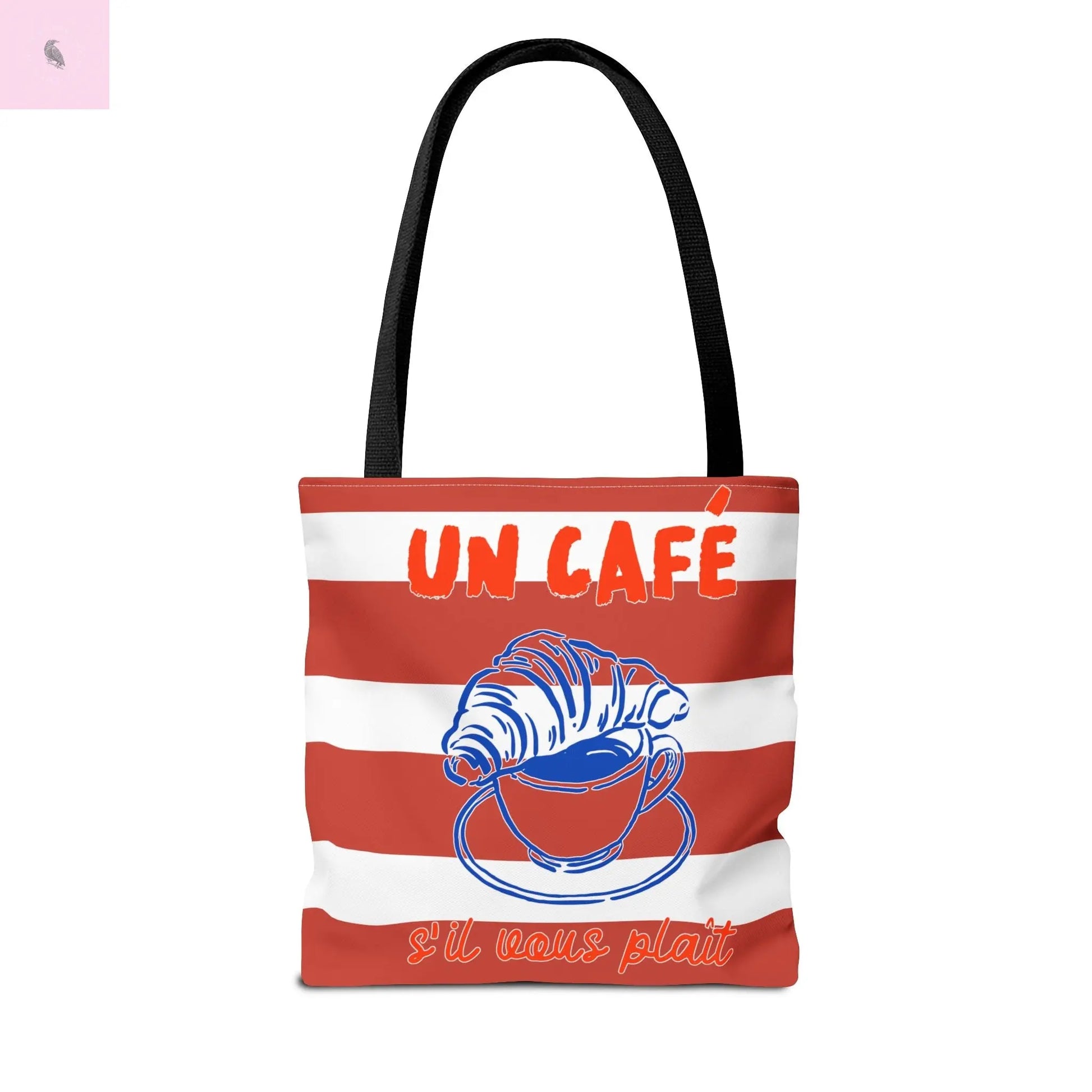 Café Tote Bag,  Coffee Lover's bag, Croissant lover, Gift for her, Grocery tote, farmers market , Traveler gift, Artisan Design The flirty crow
