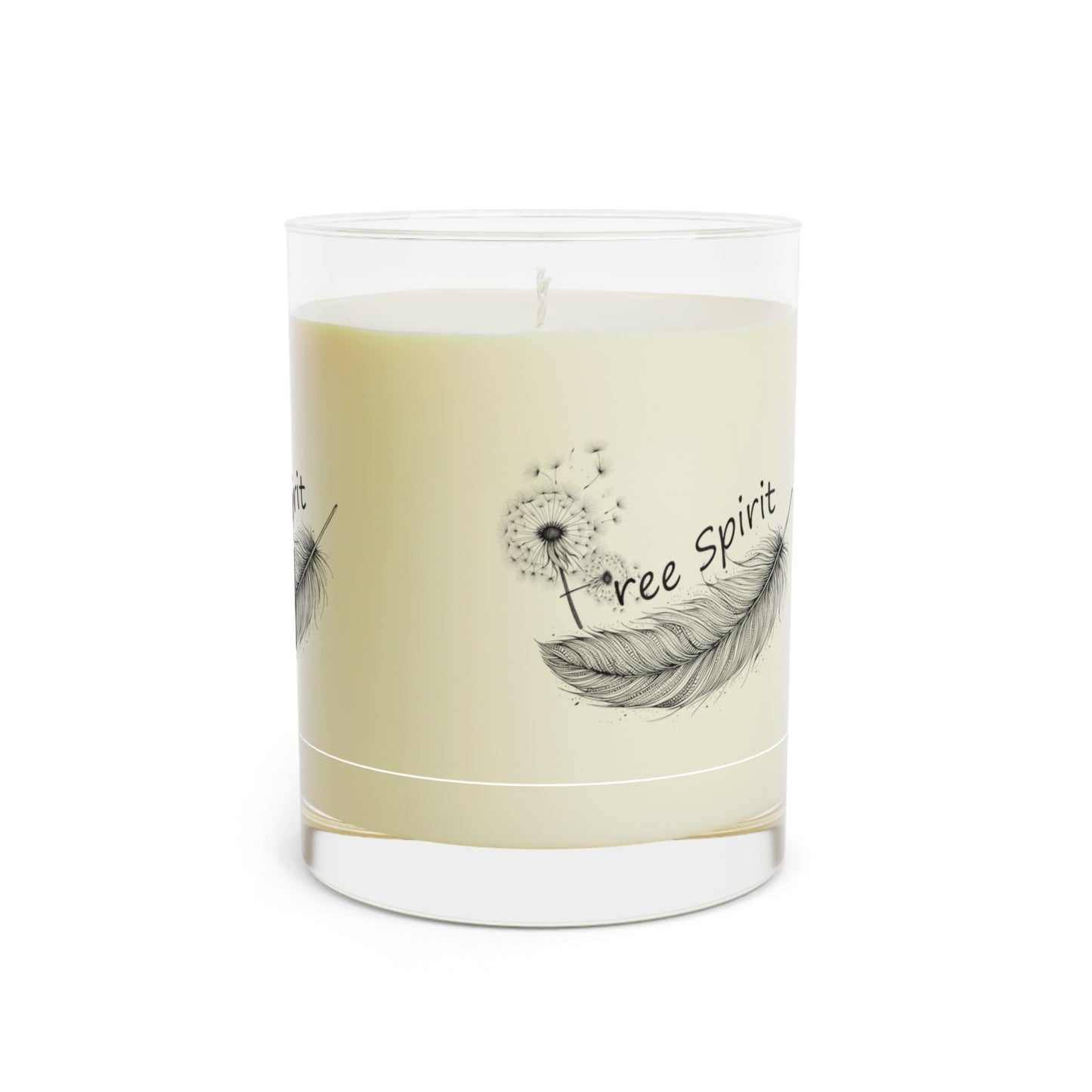 Free Spirit Scented Candle 11o z Glass Jar, Relaxing Dandelion & Feather Aroma