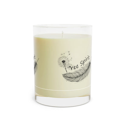 Free Spirit Scented Candle 11o z Glass Jar, Relaxing Dandelion & Feather Aroma