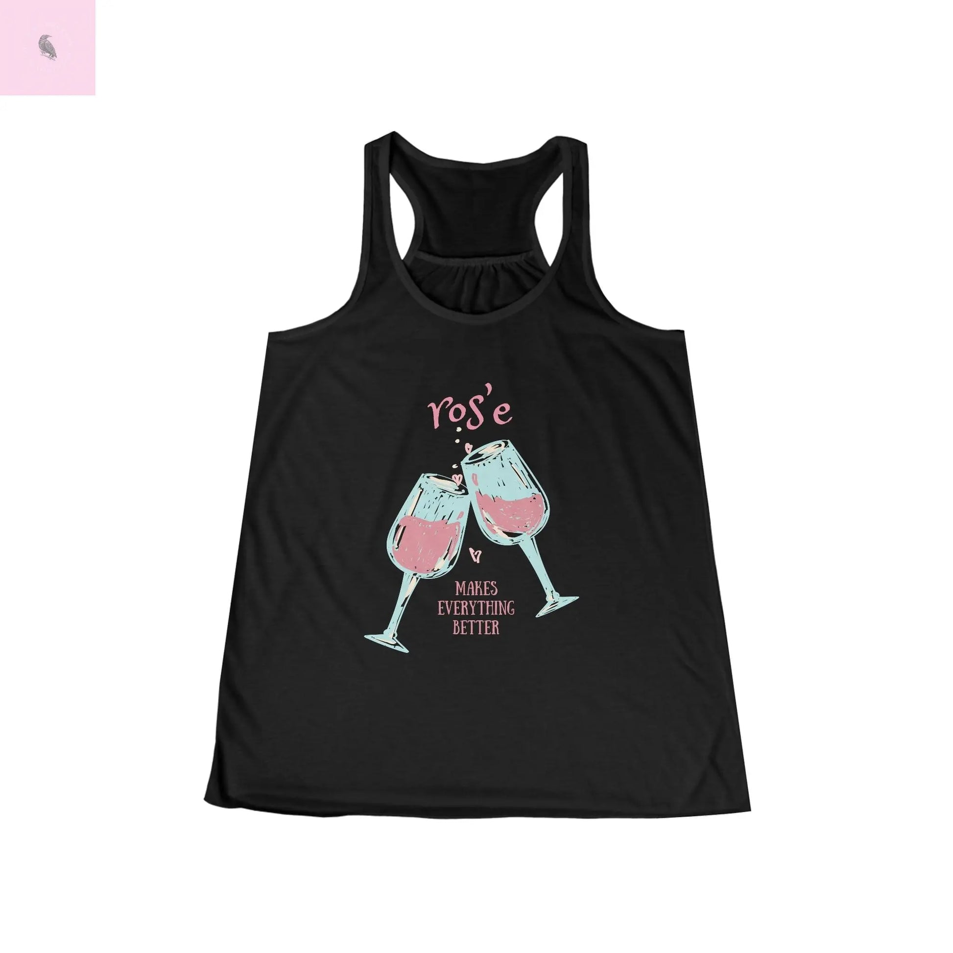 Ros'e tank top wine tasting tee Women's Flowy Racerback cotton soft  Tanktop the flirty crow