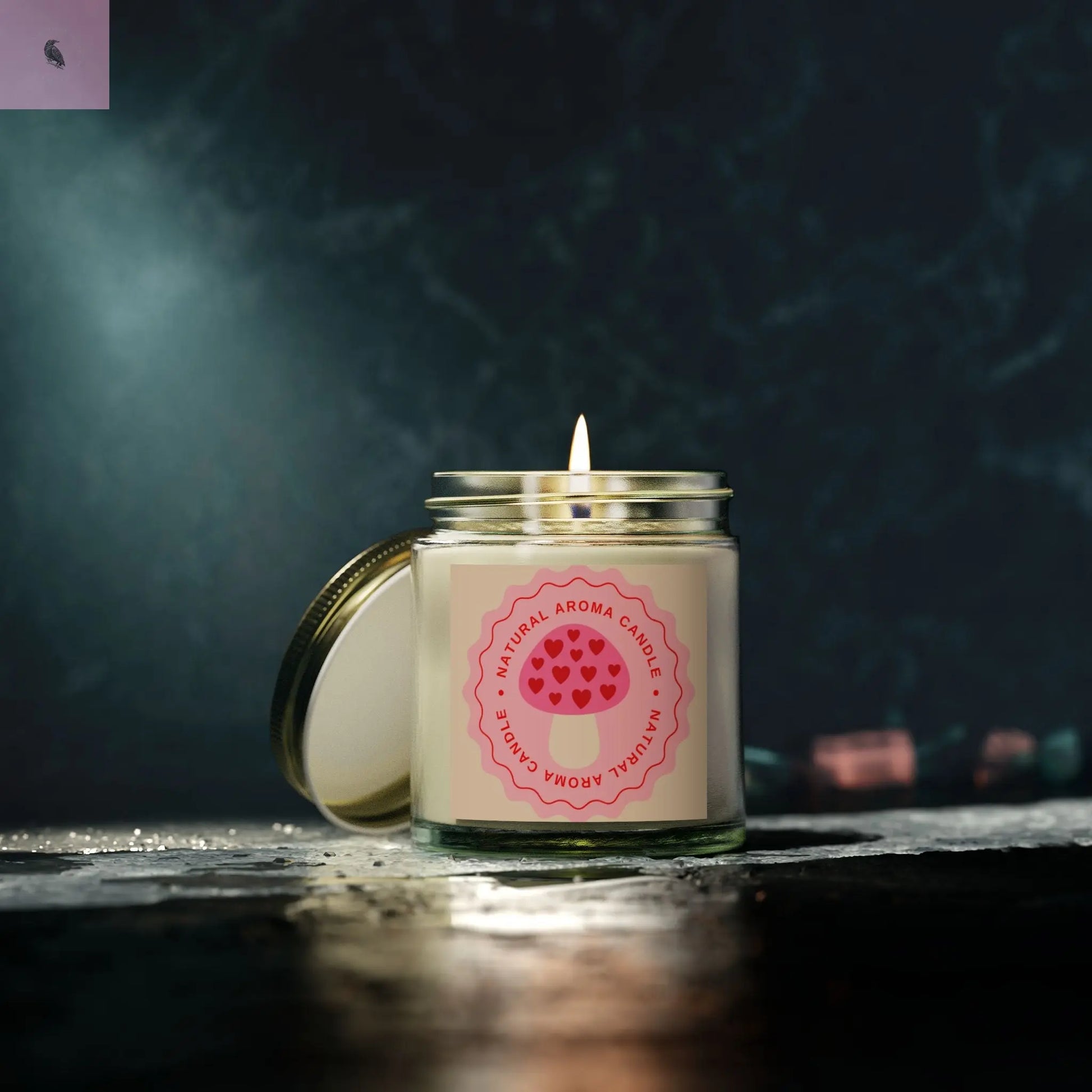 Mushroom retro Scented Candles, Coconut Apricot Wax (4oz, 9oz) the flirty crow