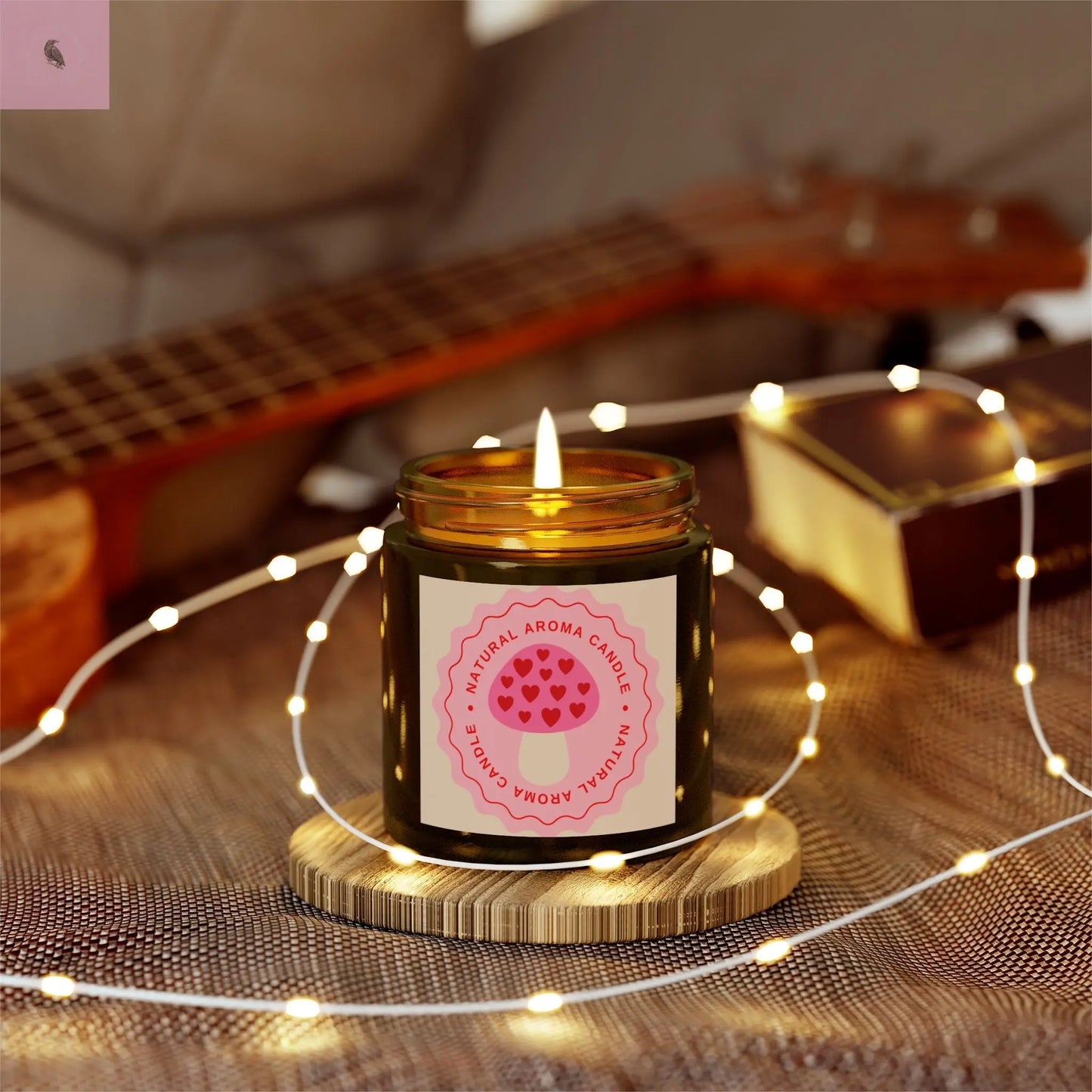 Mushroom retro Scented Candles, Coconut Apricot Wax (4oz, 9oz) the flirty crow