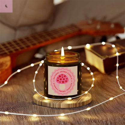 Mushroom retro Scented Candles, Coconut Apricot Wax (4oz, 9oz) the flirty crow