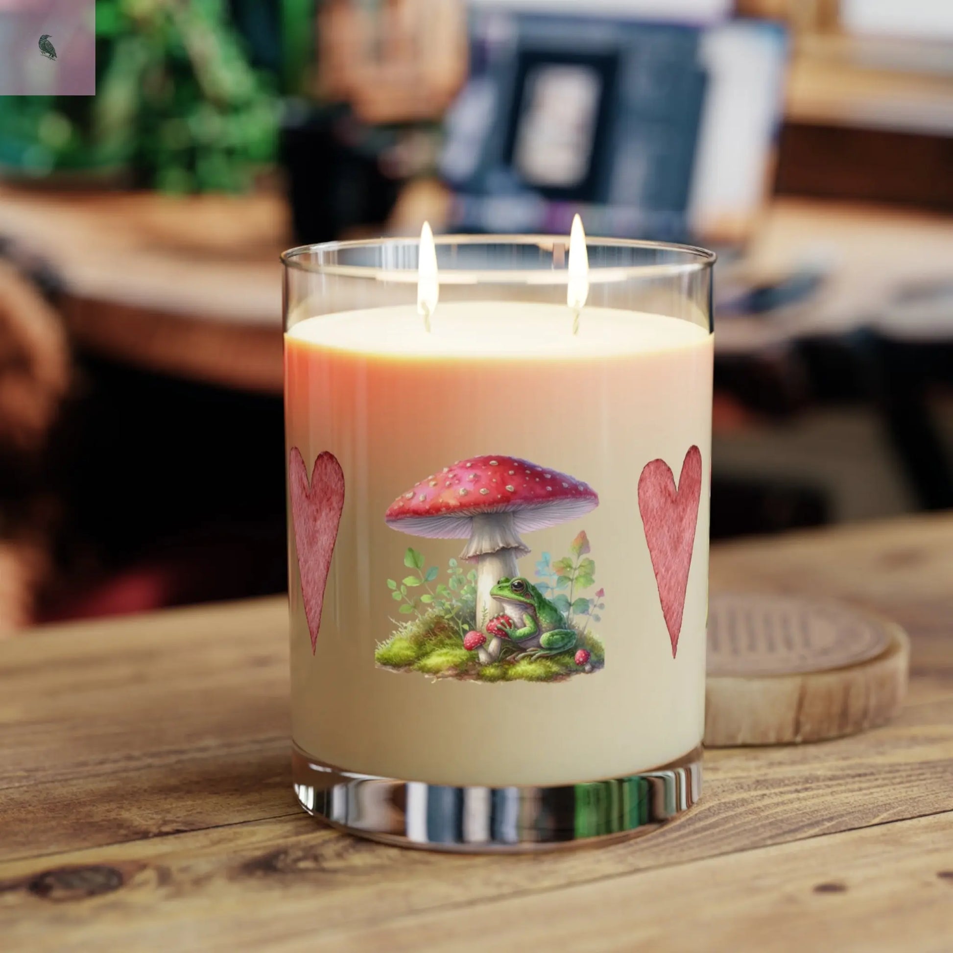 Soy Candle - Retro Boho Frog Mushroom Glass Candle the flirty crow