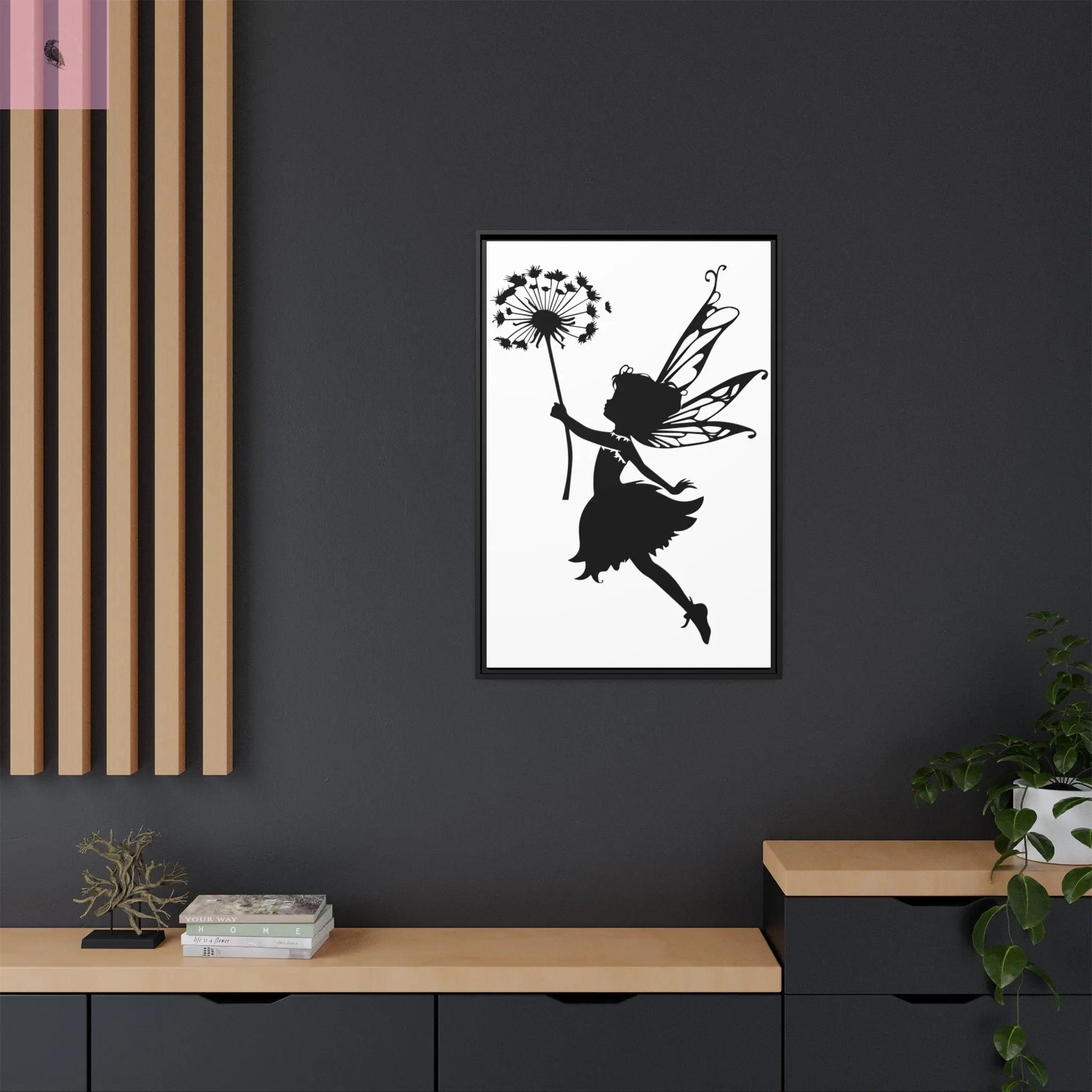 Framed canvas Fairy Silhouette Wall Art, Fairy lover Home Decor, Whimsical Framed Canvas, Fairy Gift, Kids Room Decoration, Nursery Art The flirty crow