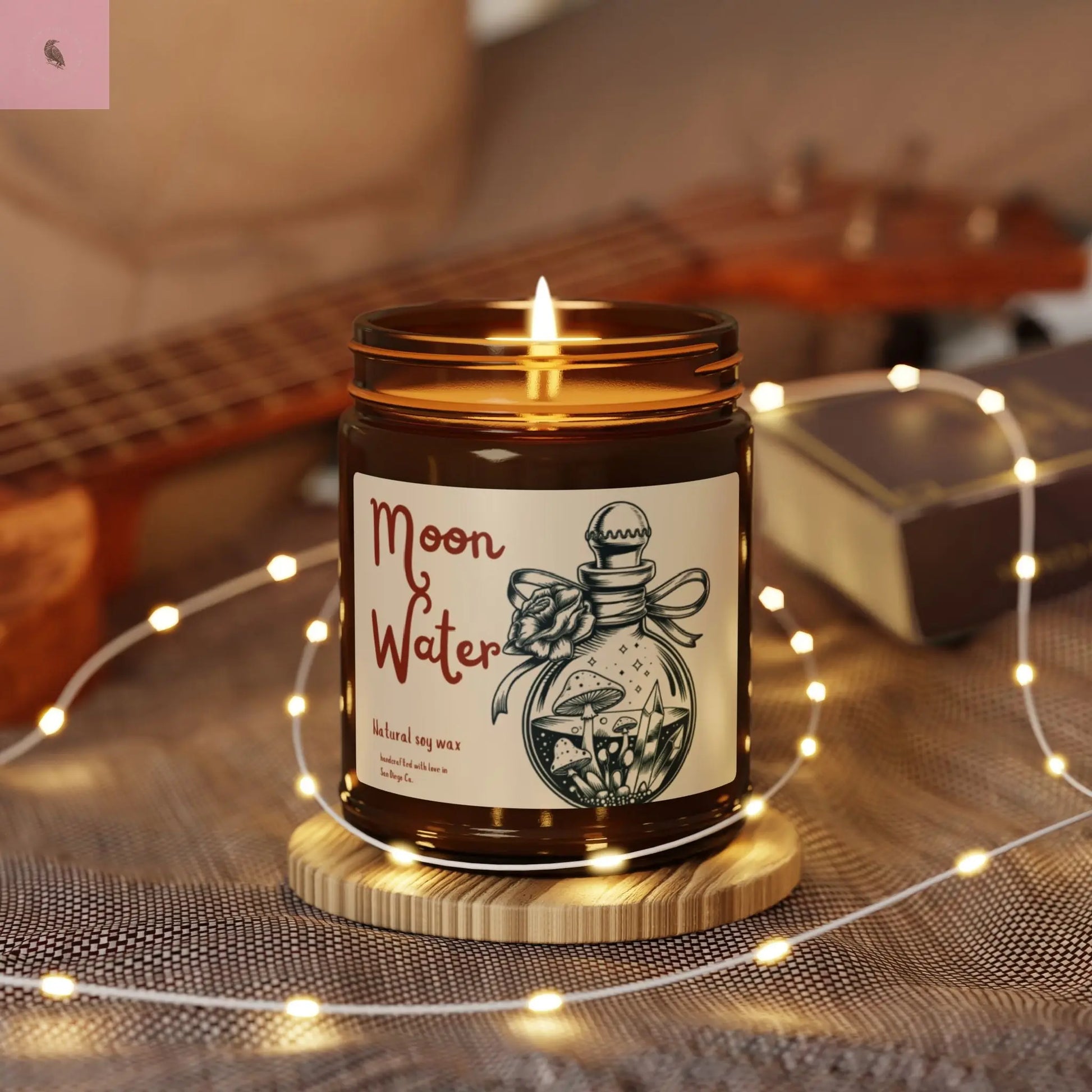 Moon Water Scented Soy Candle - Relaxing Aromatherapy in Amber Jar - Ideal for Home Décor and Gifts The flirty crow