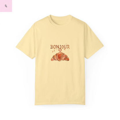Bonjour Croissant Unisex Comfort Colora T-Shirt - The flirty crow