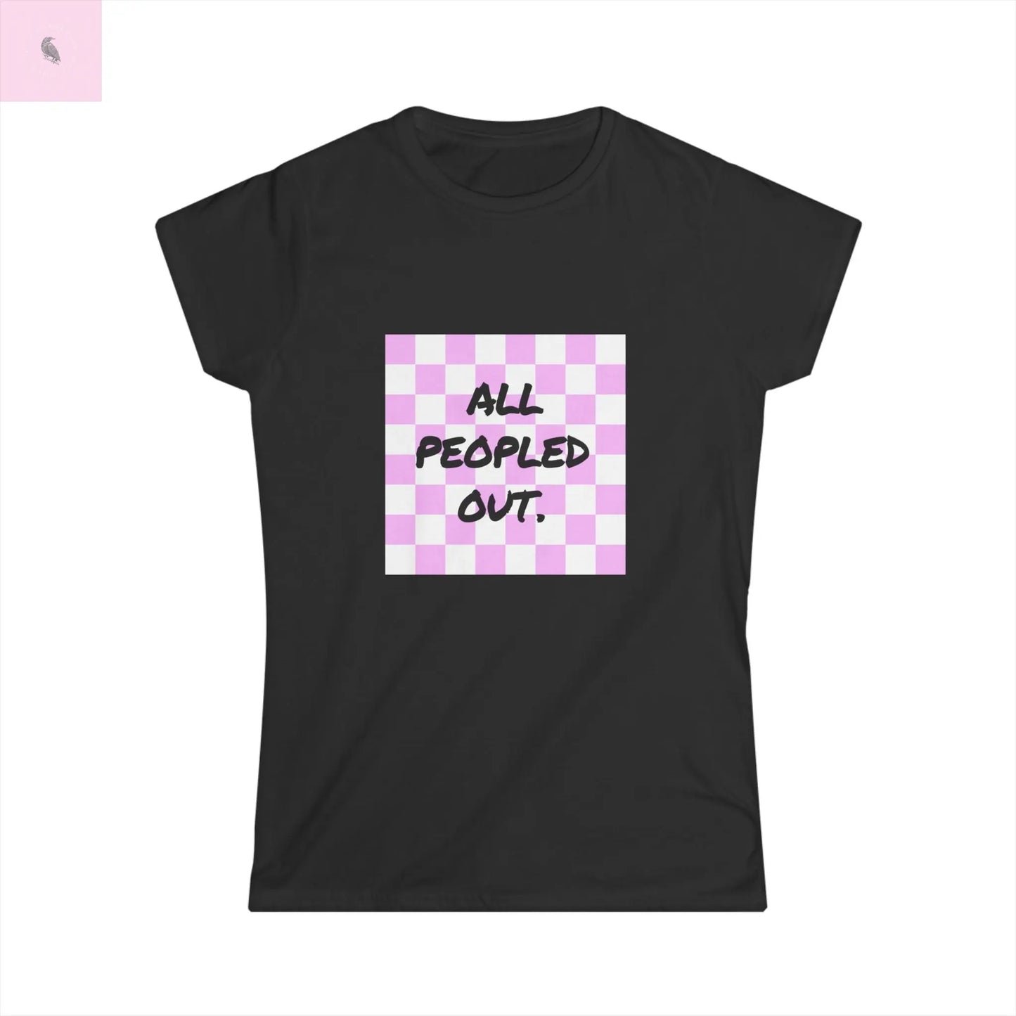 Women's Soft slim fit introvert retro checkered tshirt the flirty crow