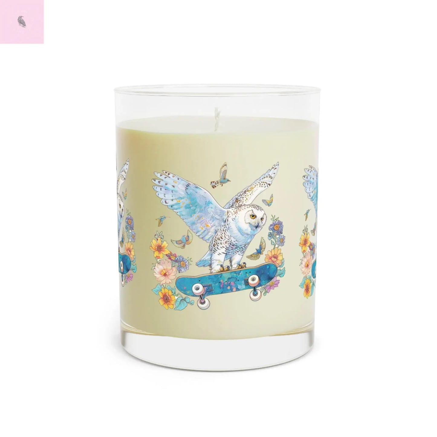 Soy Candle - Owl Lover Skateboarding 11oz Glass The flirty crow
