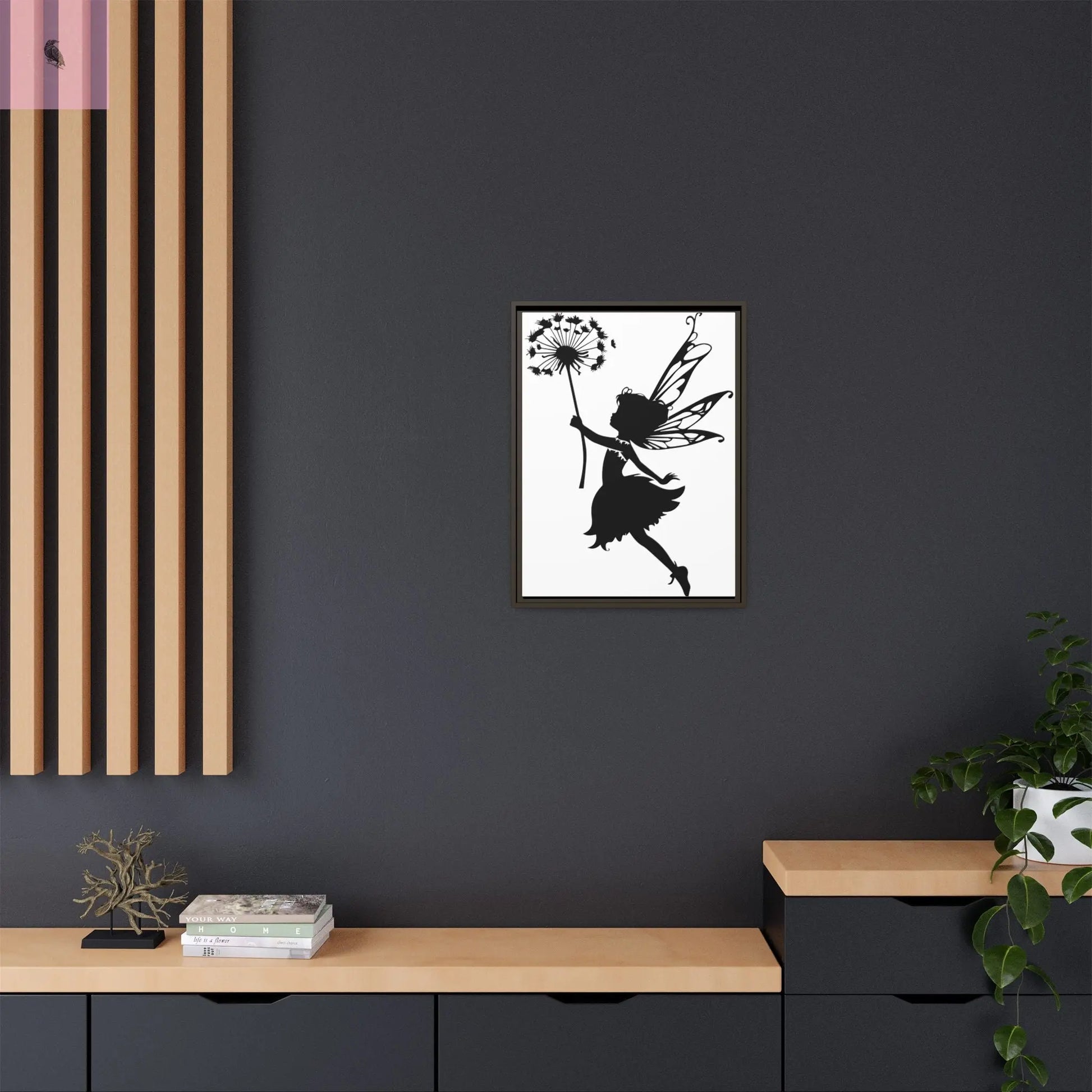 Framed canvas Fairy Silhouette Wall Art, Fairy lover Home Decor, Whimsical Framed Canvas, Fairy Gift, Kids Room Decoration, Nursery Art The flirty crow