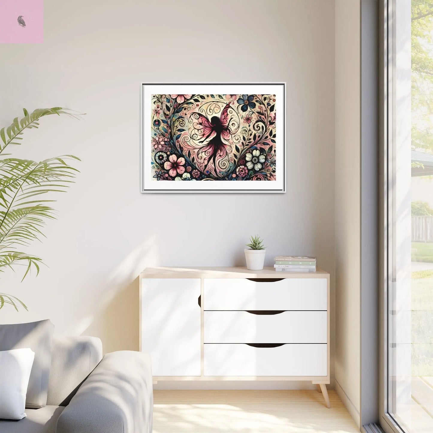 Framed Canvas Fairy art - The flirty crow
