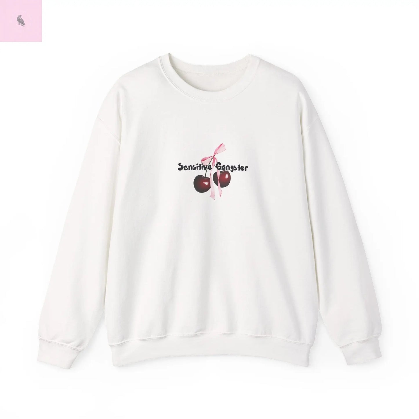 Sensitive Gangster Sweatshirt, Coquette cherries crewneck, Cozy Unisex sweatshirt, Gift for Friends, Casual Wear, Comfortable Fashion, The flirty crow