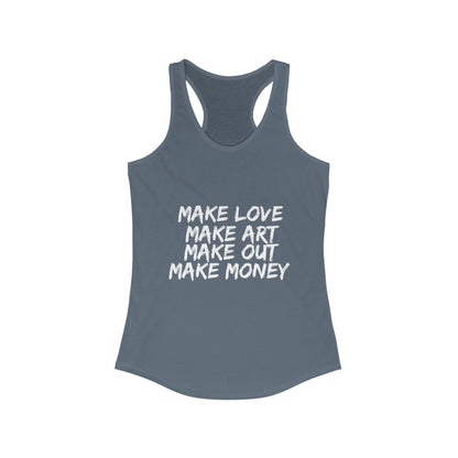 Women's Graphic Tank - Make Love Make Art Design