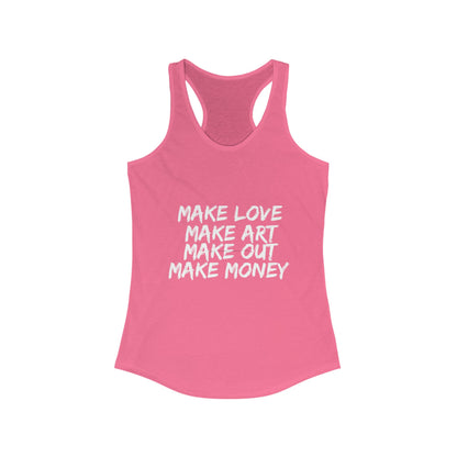 Women's Graphic Tank - Make Love Make Art Design