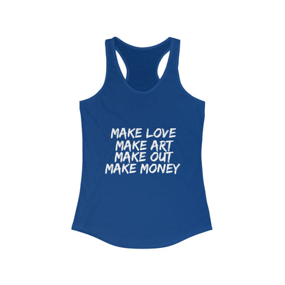 Women's Graphic Tank - Make Love Make Art Design