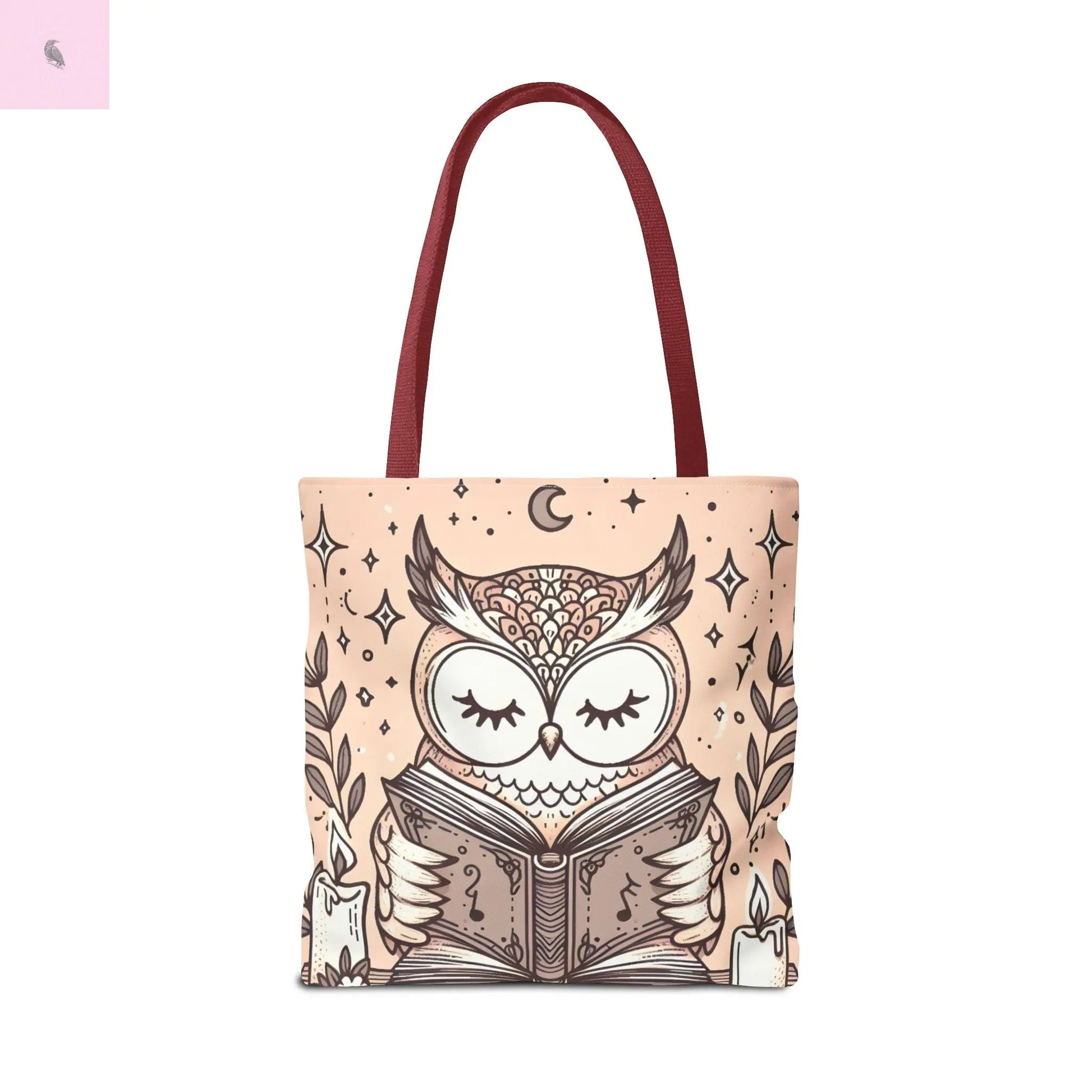 Reading lover  Owl Tote Bag, Cute Animal Tote, Book Lover Gift, AOP Shopping Bag, Owl Art Bag, Eco-Friendly Carryall, gift for reader The flirty crow