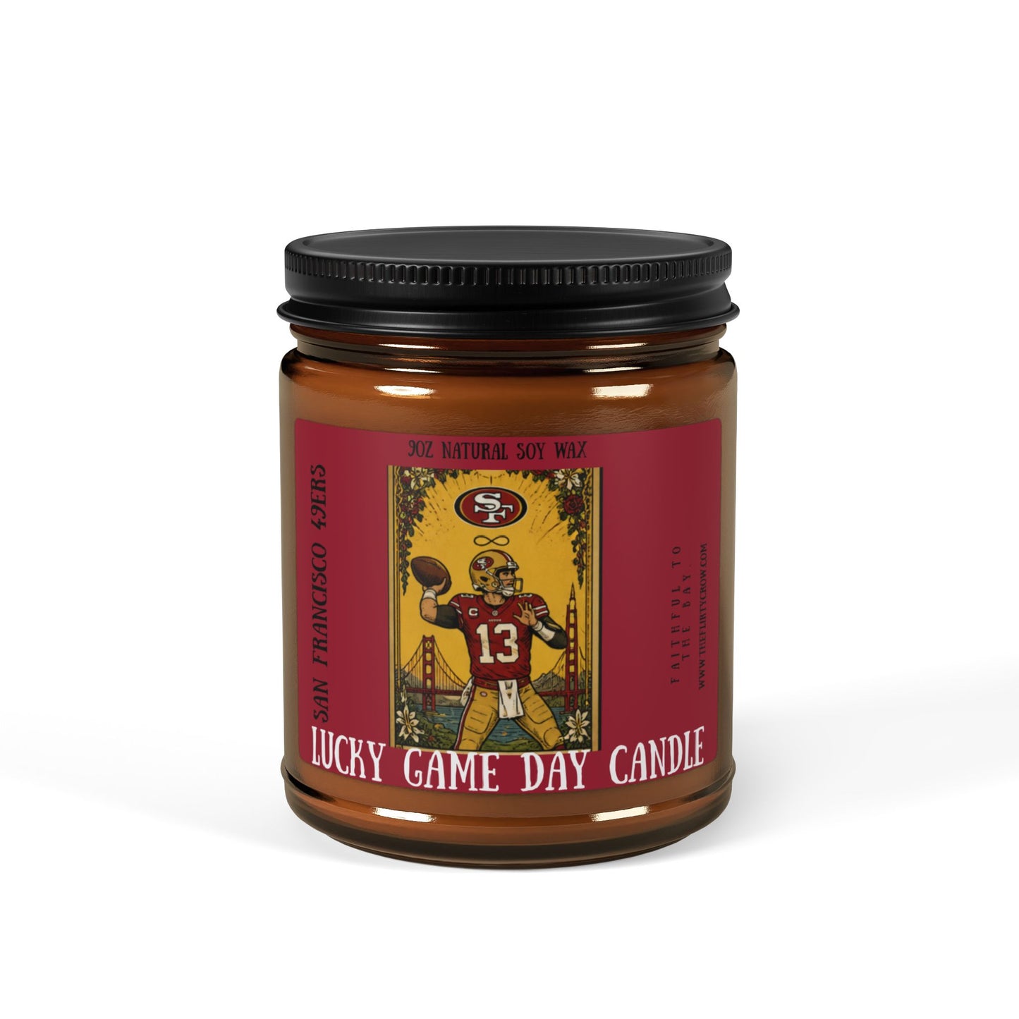 Brock Purdy Lucky Game Day Soy Candle, 49er fan good luck scented candle for the home.
