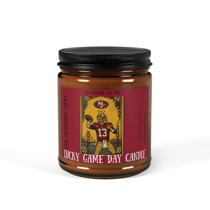 Brock Purdy Lucky Game Day Soy Candle, 49er fan good luck scented candle for the home.