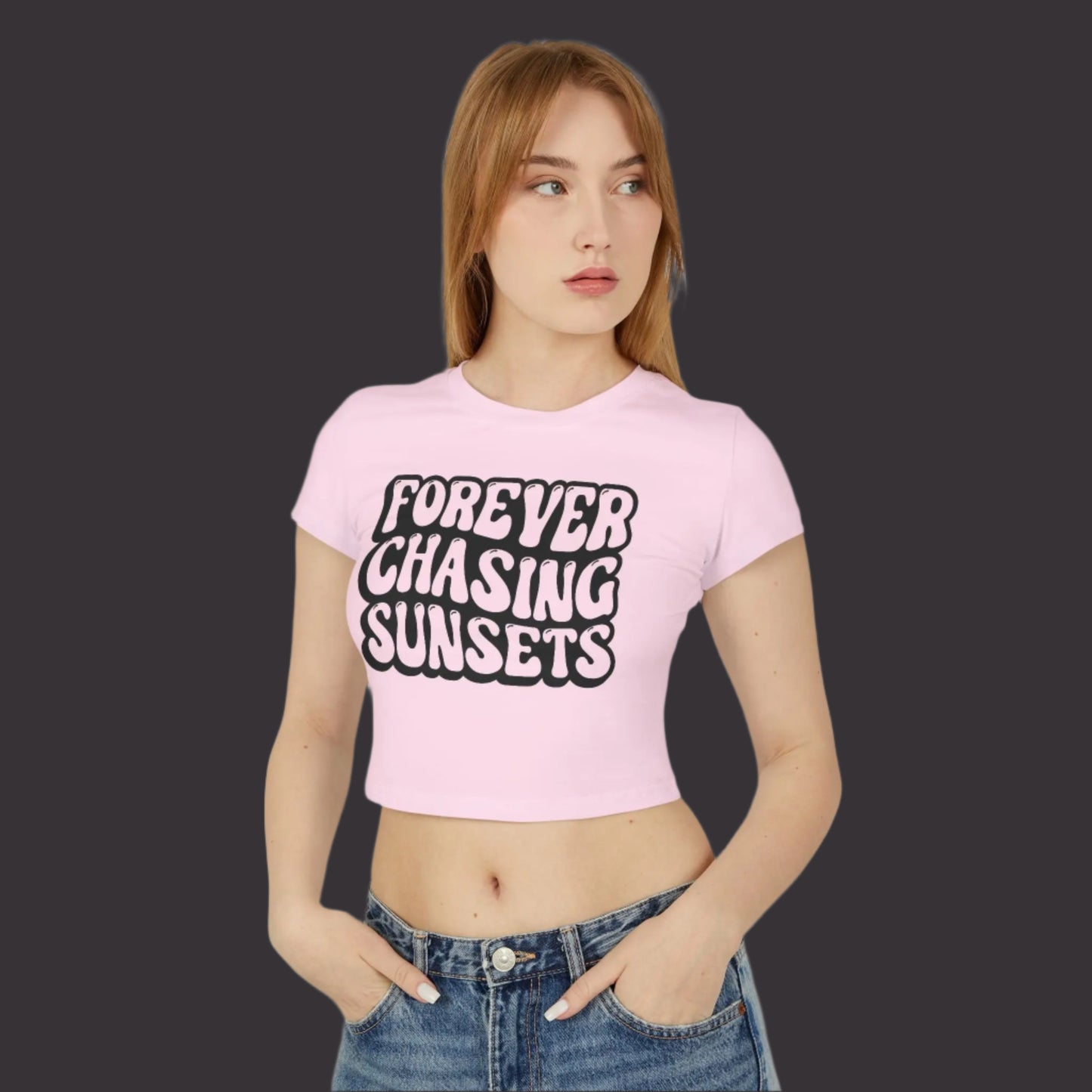 Retro Crop Tee - Forever Chasing Sunsets Women's Baby Tee the flirty crow