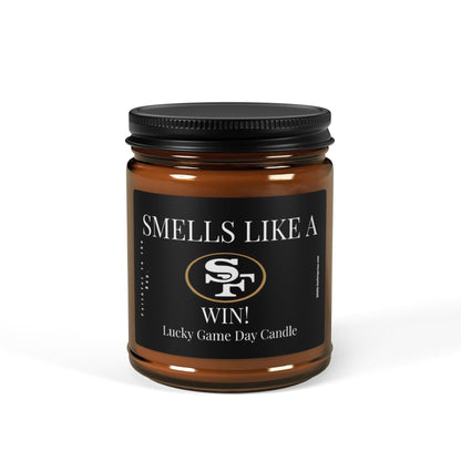 49er Fan Game Day Scented Soy Candle , Amber Jar (9oz) The flirty crow