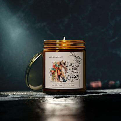 Horse lover glass candle