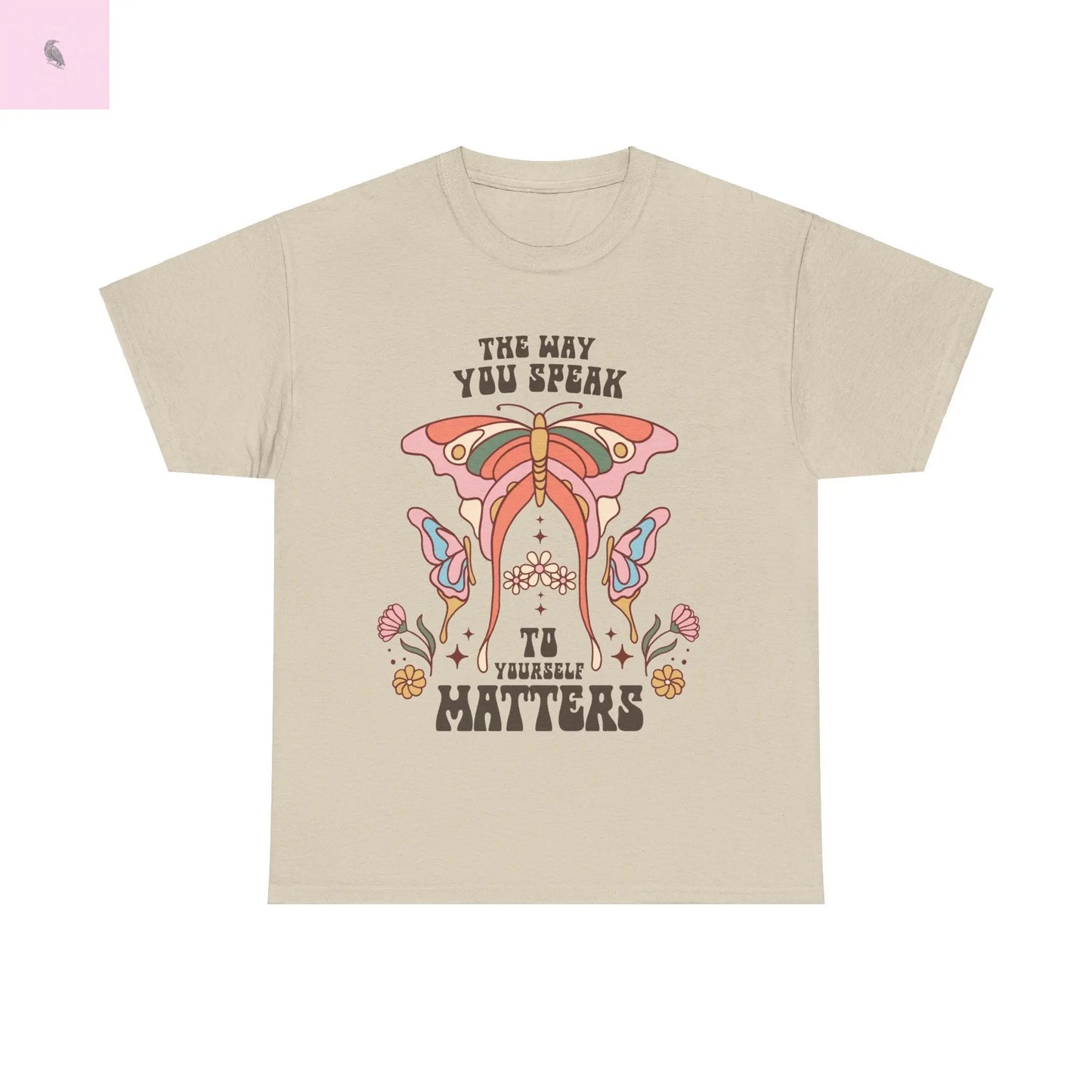 Retro Butterfly Tee, Positive Vibe, Cotton T-Shirt, Speak Kindly Shirt, Quality Vintage Top, Unisex Tee the flirty crow